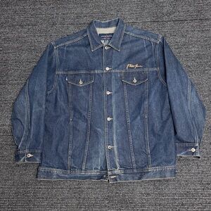 Vintage Phat Farm Jacket Men 3XL Blue Denim Jean Trucker Biker Hiphop Y2K